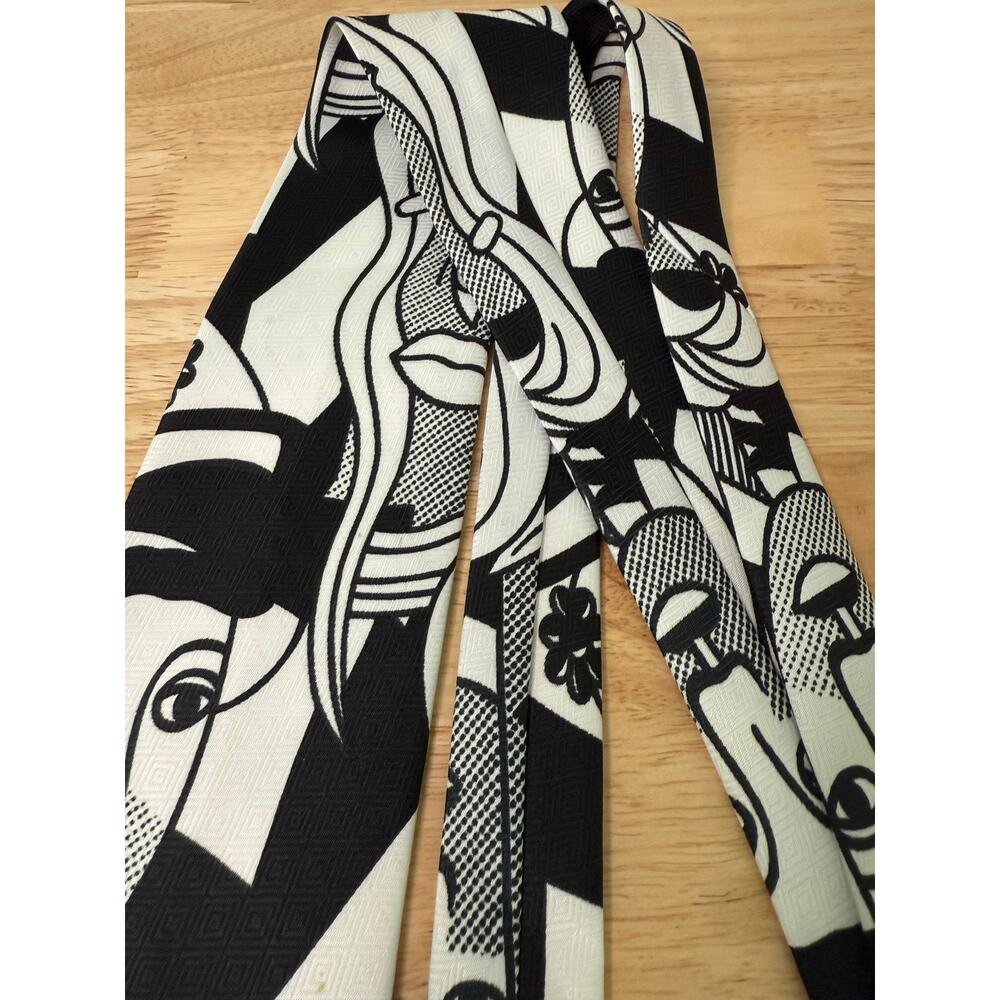 Fratello Men's Hand Made Neck Tie Picasso Inspired Black & White - Picture 8 of 13